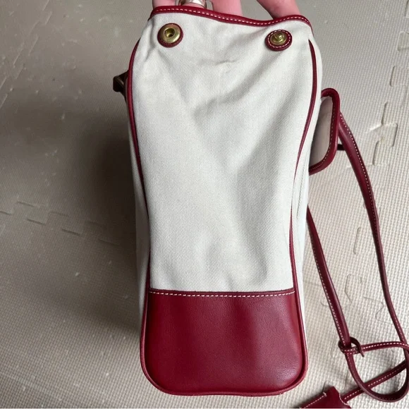 Coach Cream Canvas Satchel Red Leather Trim Gold Hardware – Read Description - Picture 7 of 14
